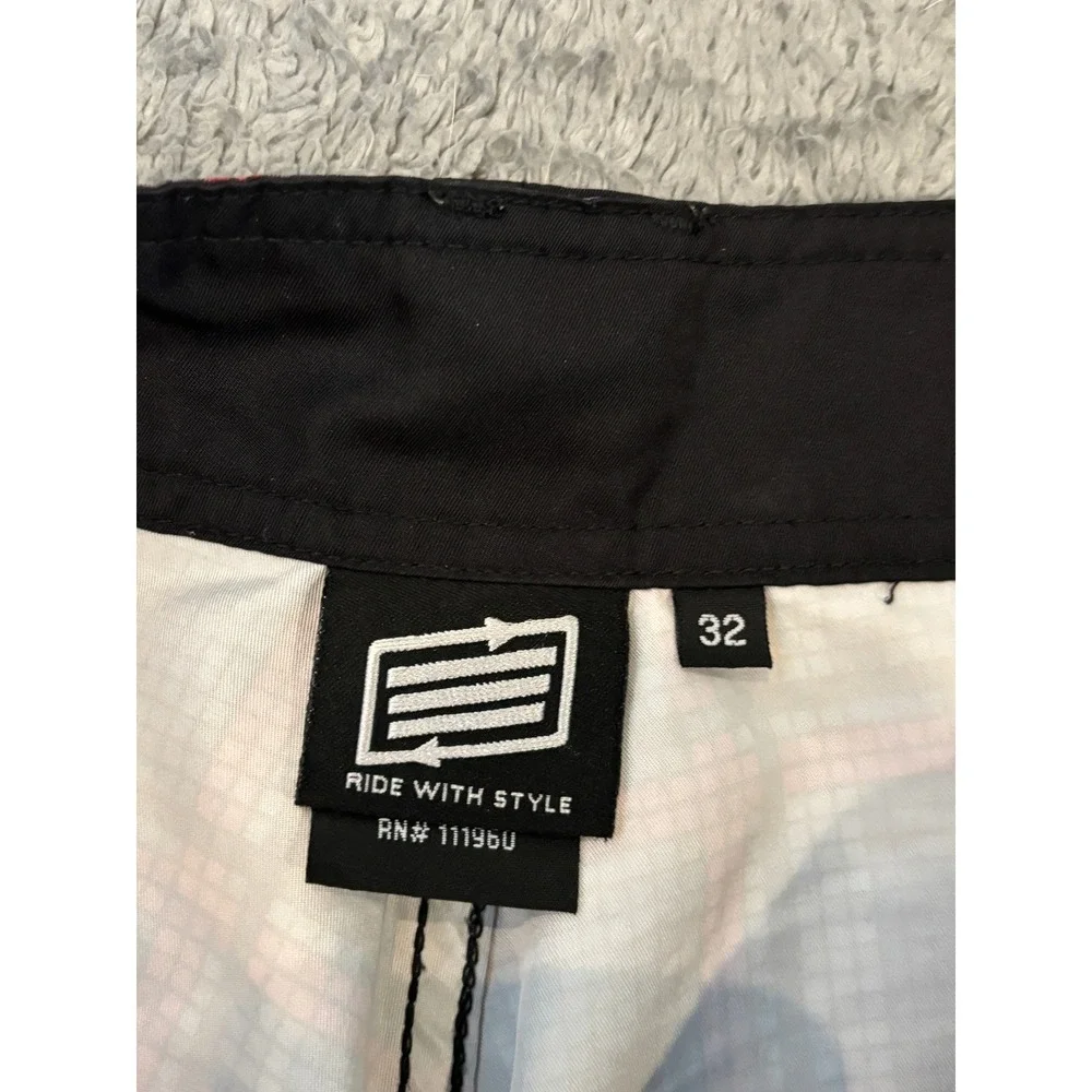 Ten-80 Mens Plaid Board Shorts Red Grey Wakeboard Surf Cargo Shorts Size 32